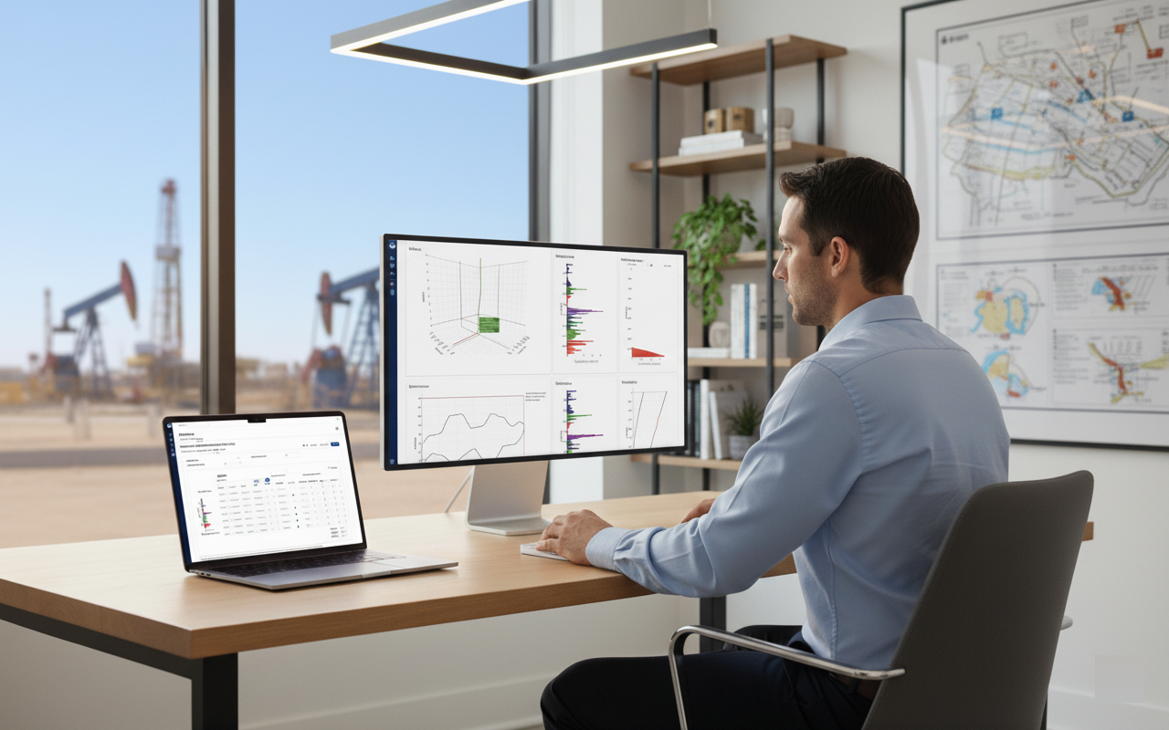 Engineer using PetroBench platform